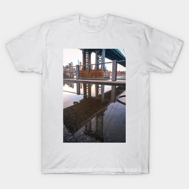 Manhattan Bridge Reflection T-Shirt by igjustin